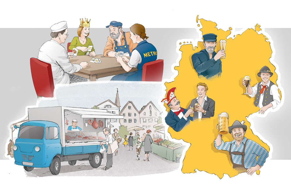 Illustrationen für das Metro Handelslexikon 2014, für und mit grintsch communications GmbH, Köln, 2014